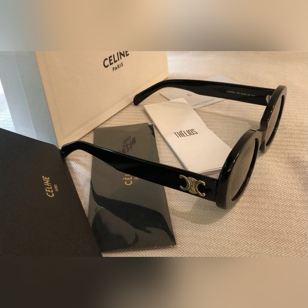 Celine Triomphe Oval Black Sunglasses - Picture 4 of 6